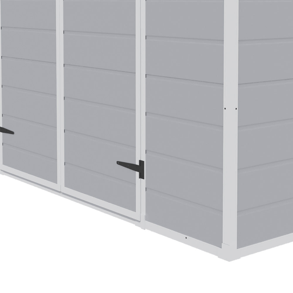 8x6ft Outdoor Apex Roof Plastic Tool Shed with Dual-door