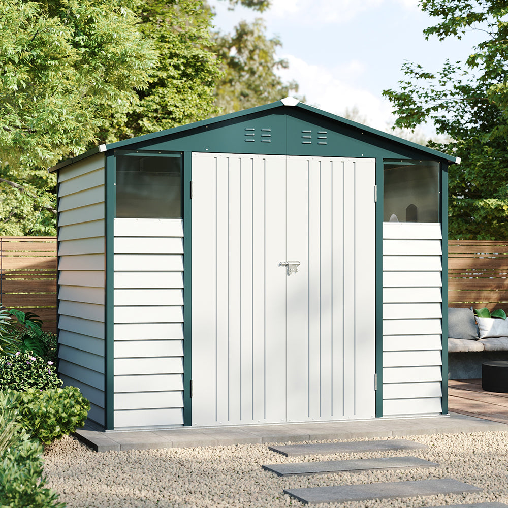 8x5.7FT Metal Apex Roof Garden Storage Shed