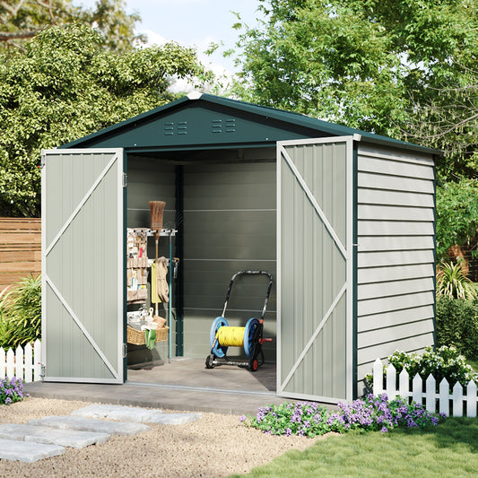 8x5.7FT Metal Apex Roof Garden Storage Shed