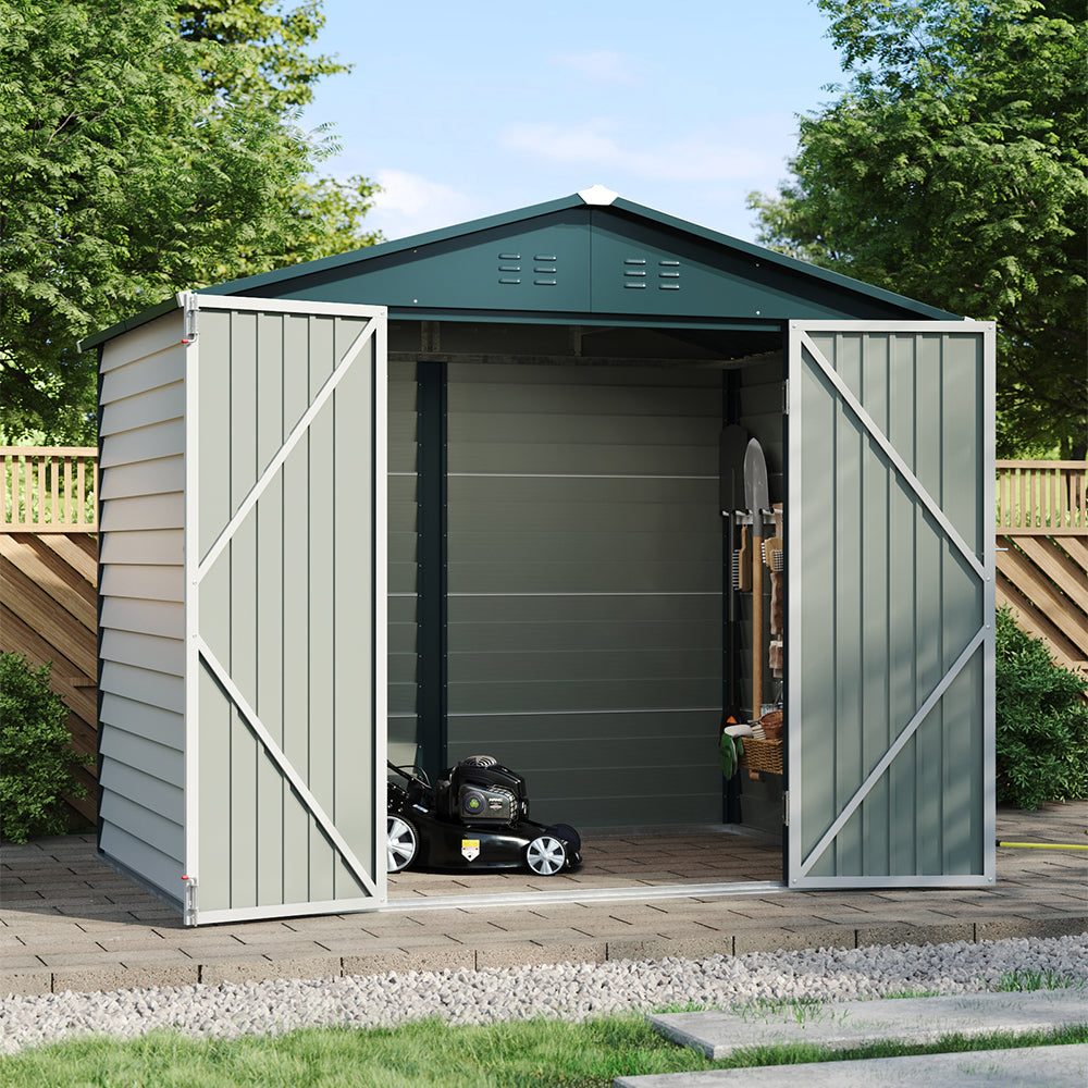 8x5.7FT Metal Apex Roof Garden Storage Shed