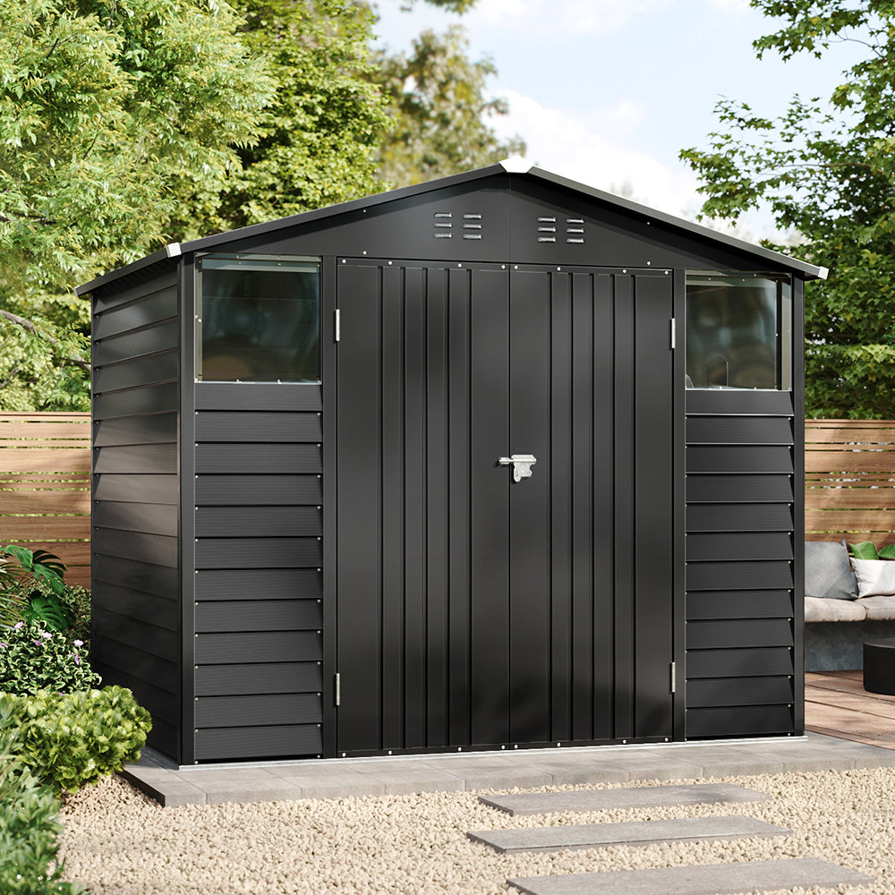 8x5.7FT Metal Apex Roof Garden Storage Shed