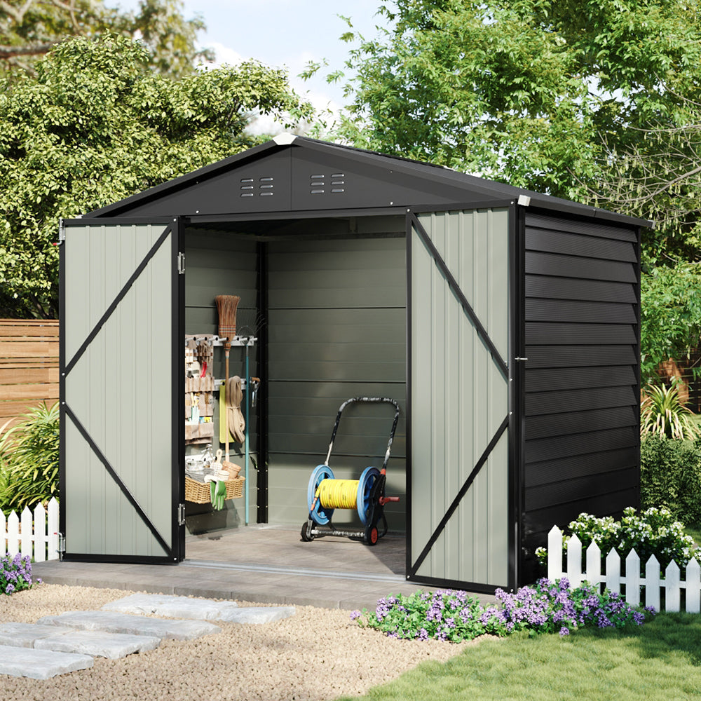 8x5.7FT Metal Apex Roof Garden Storage Shed