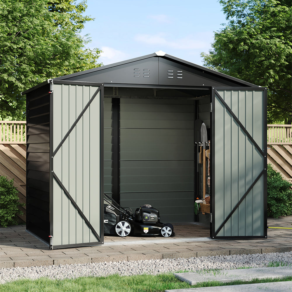 8x5.7FT Metal Apex Roof Garden Storage Shed