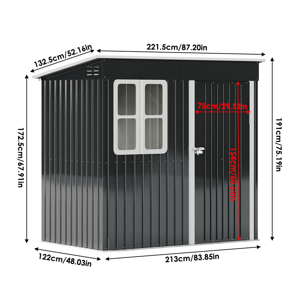 7X4FT Outdoor Metal Garden Storage Shed