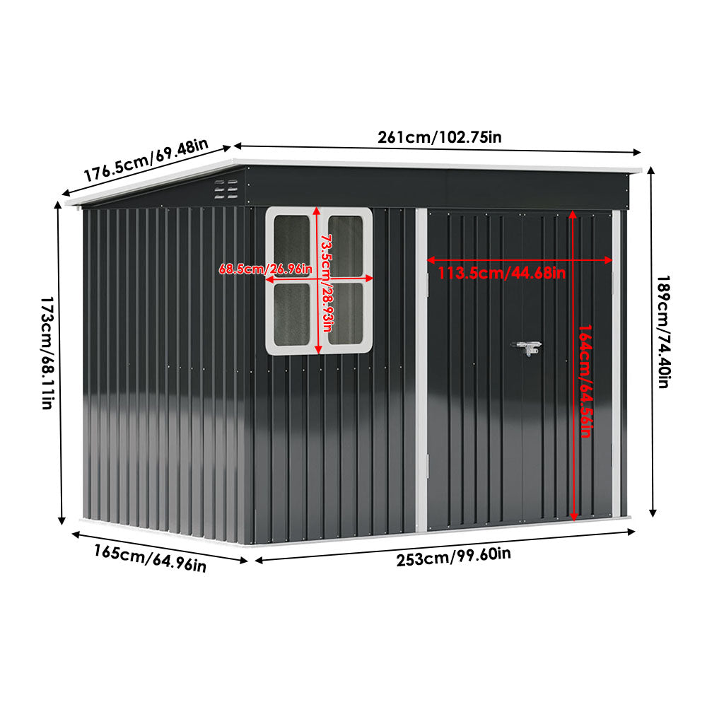 9X6FT Outdoor Metal Garden Storage Shed