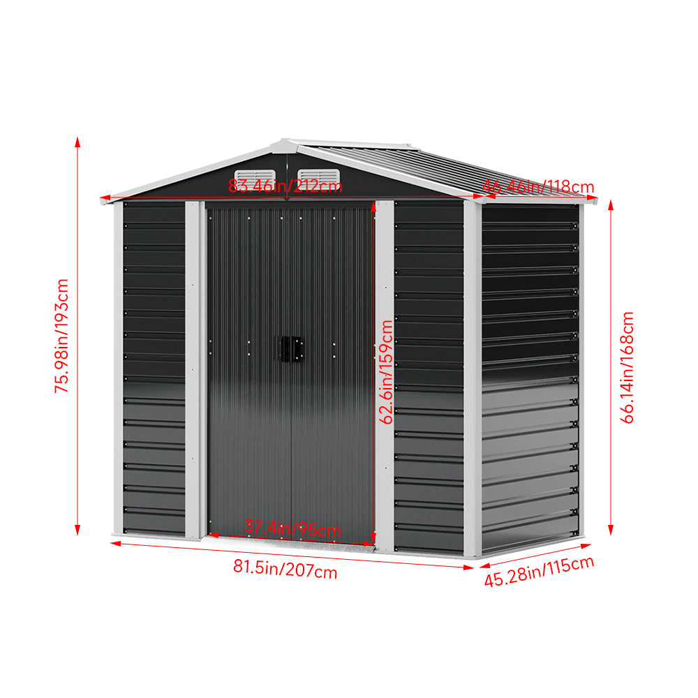 4X7FT Outdoor Metal Garden Storage Shed
