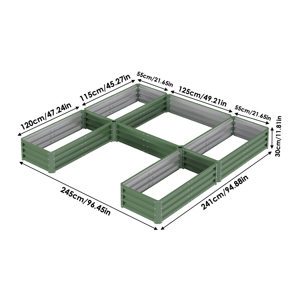 5 Compartments U-shaped Raised Garden Bed