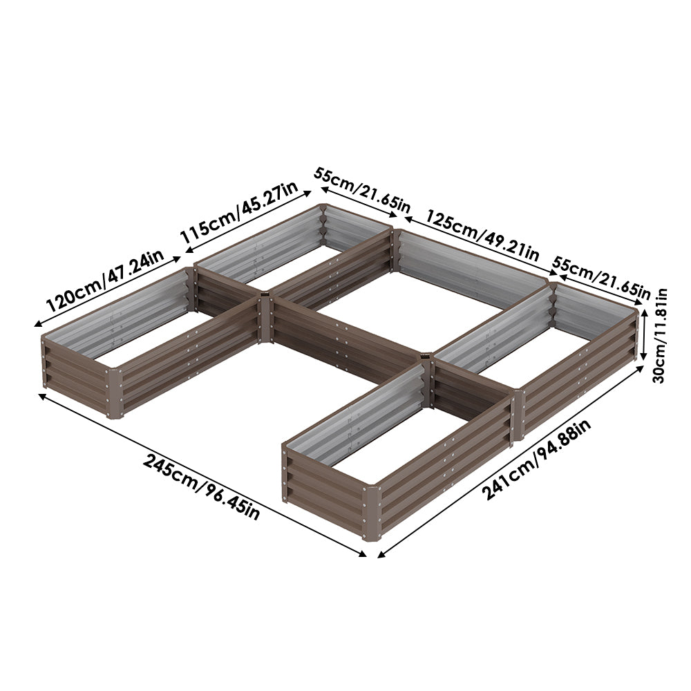 5 Compartments U-shaped Raised Garden Bed
