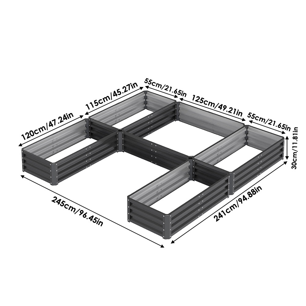 5 Compartments U-shaped Raised Garden Bed