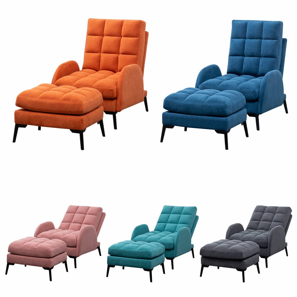 Modern Velvet Upholstered Recliner and Ottoman Set Recliners Living and Home