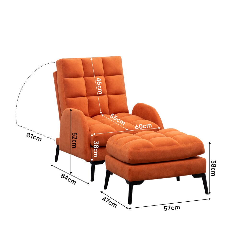 Modern Velvet Upholstered Recliner and Ottoman Set Recliners Living and Home