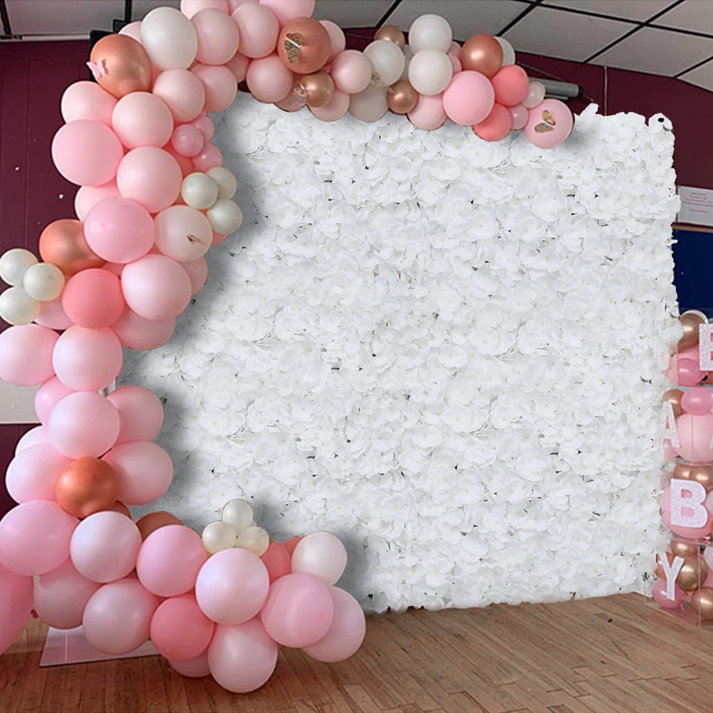 Handcrafted White Silk Hydrangea Flower Panel