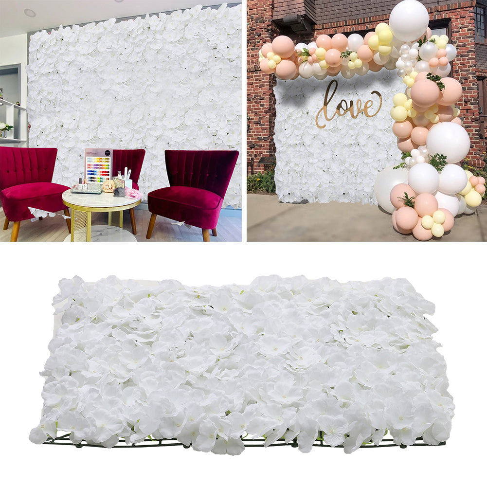 Handcrafted White Silk Hydrangea Flower Panel