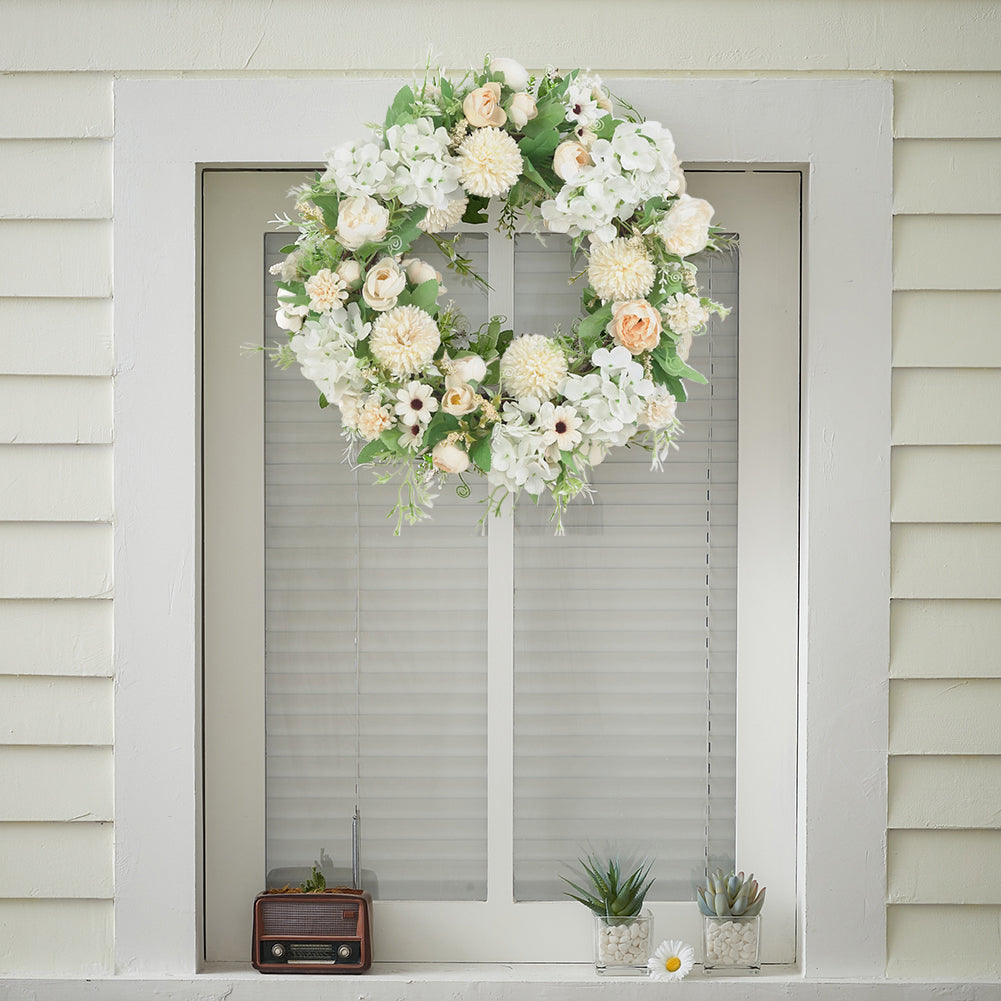 Spring Artificial Peony Wreath Mixed Flowers