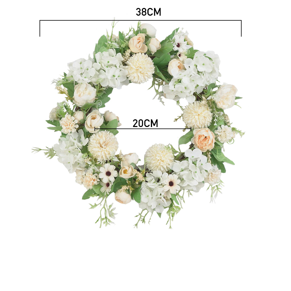 Spring Artificial Peony Wreath Mixed Flowers