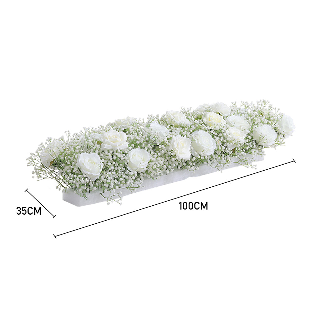 Artificial White Rose Flowers Row
