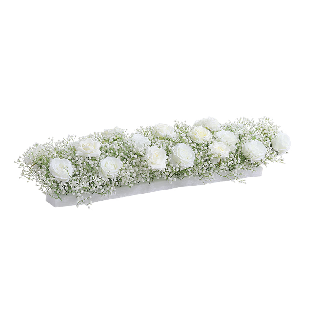 Artificial White Rose Flowers Row