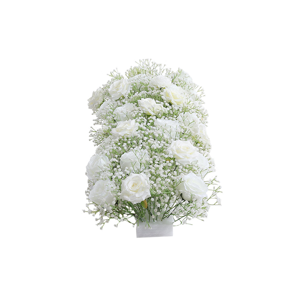 Artificial White Rose Flowers Row