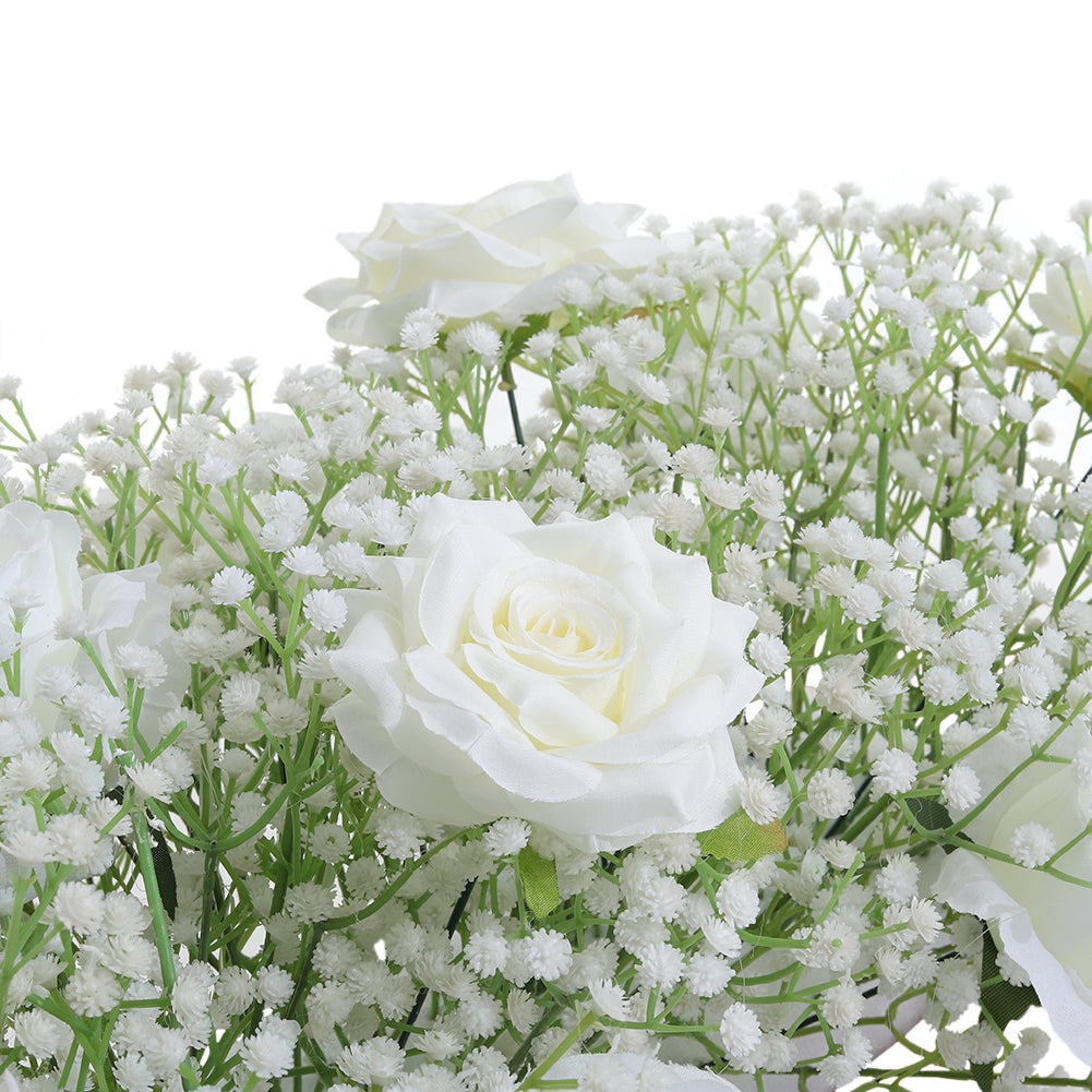 Artificial White Rose Flowers Row