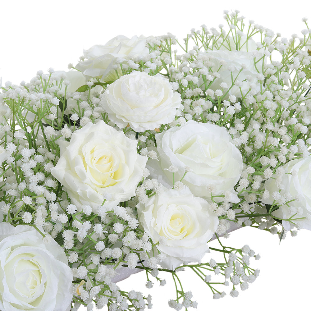 Artificial White Rose Flowers Row