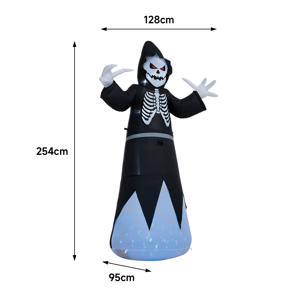Blow Up Outdoor Halloween Grim Reaper Inflatable with Blue Lights