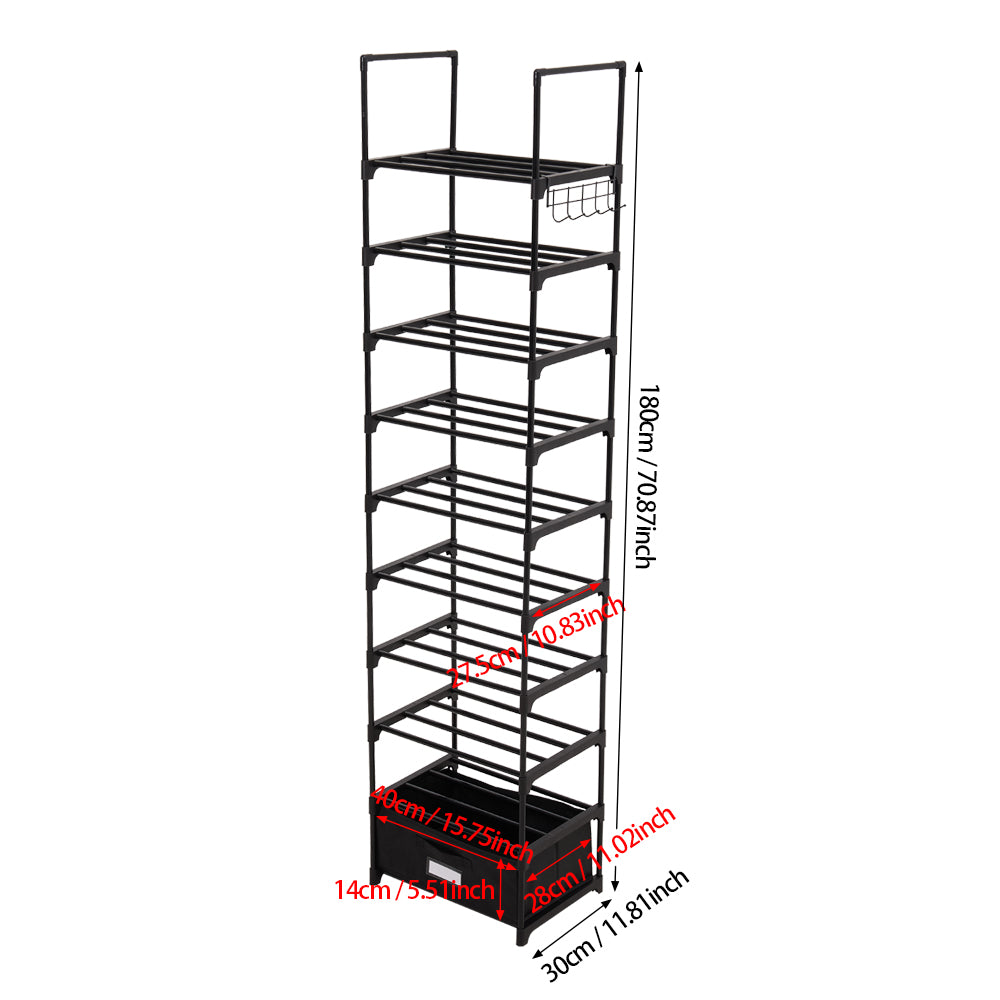 10-Tier Shoe Rack with a Storage Box