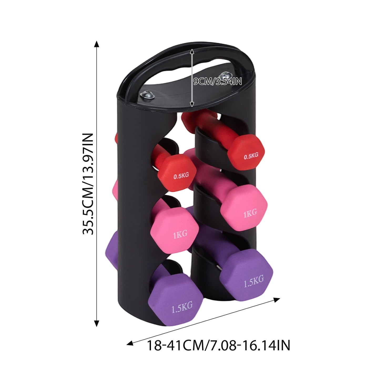 Portable 6โPiece Dumbbell Set with Rotating Stand