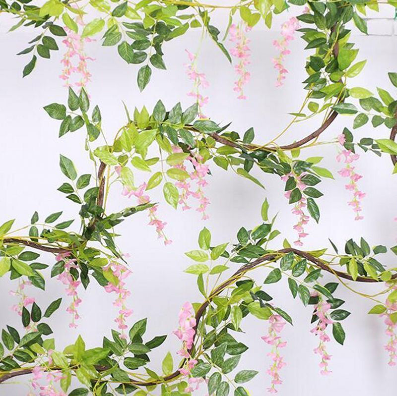 12pcs Artificial White Wisteria Hanging Vines