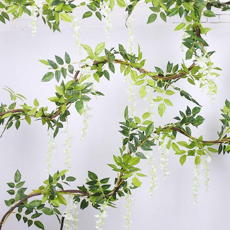 12pcs Artificial White Wisteria Hanging Vines