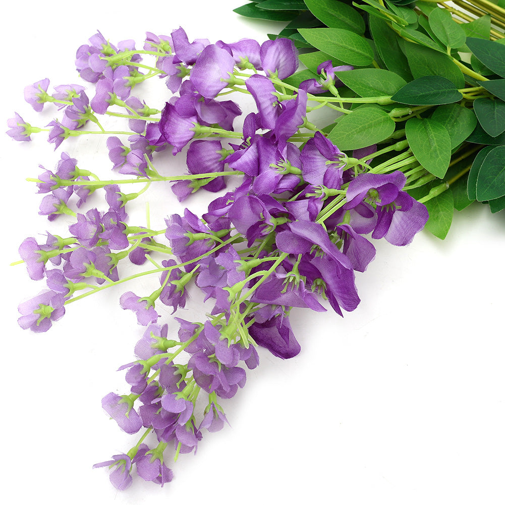 12pcs Artificial Purple Wisteria Hanging Vines