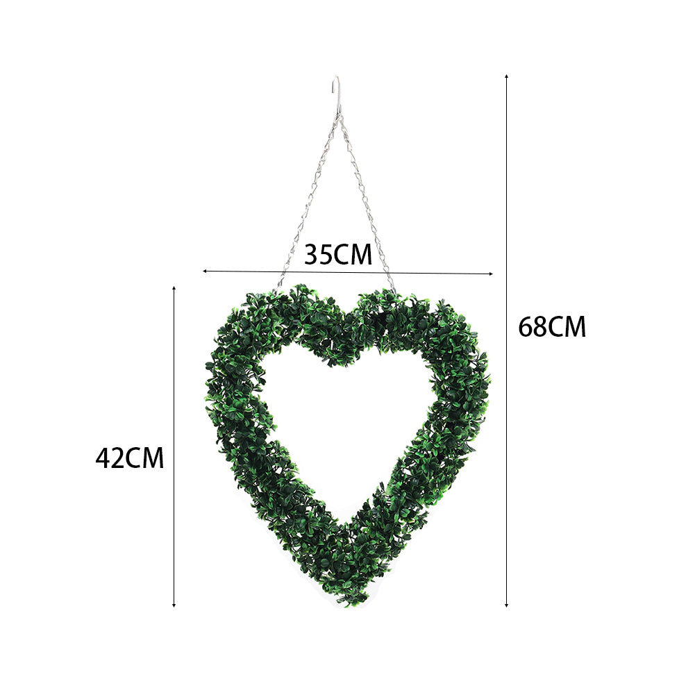 Artificial Boxwood Green Leaves Heart Wreath