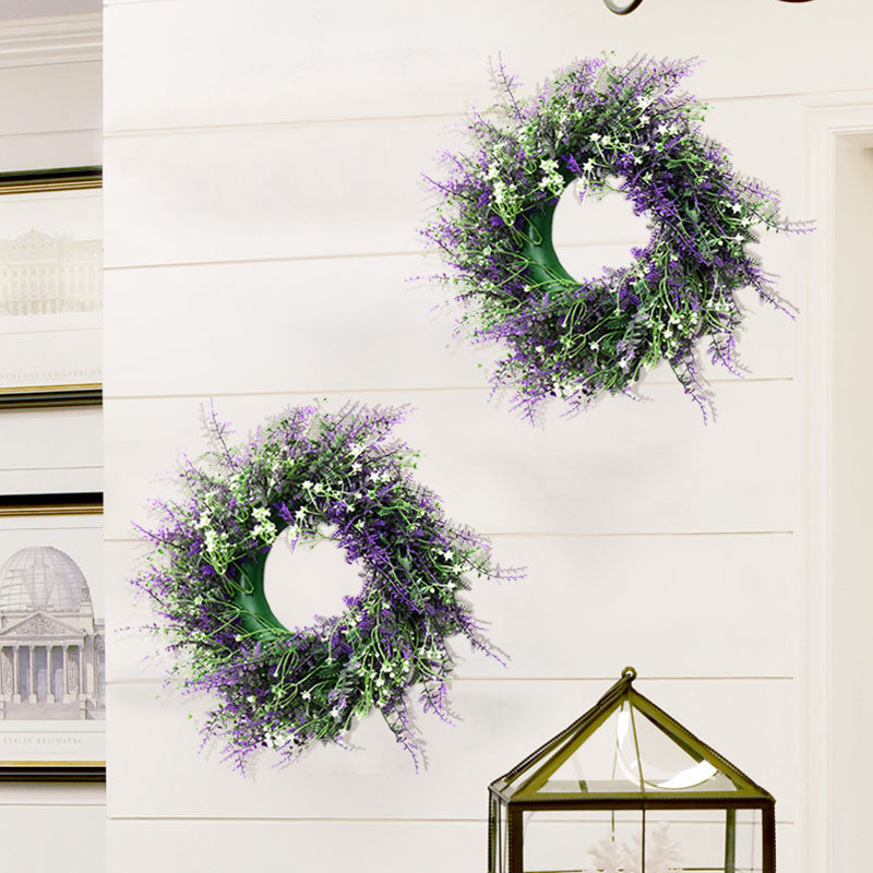 Round Artificial Lavender Flower Wreath