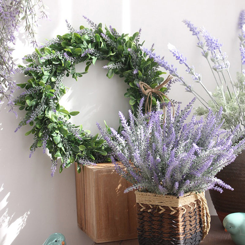 Artificial Lavender Flower Wreath Front Door Hanging Decoration