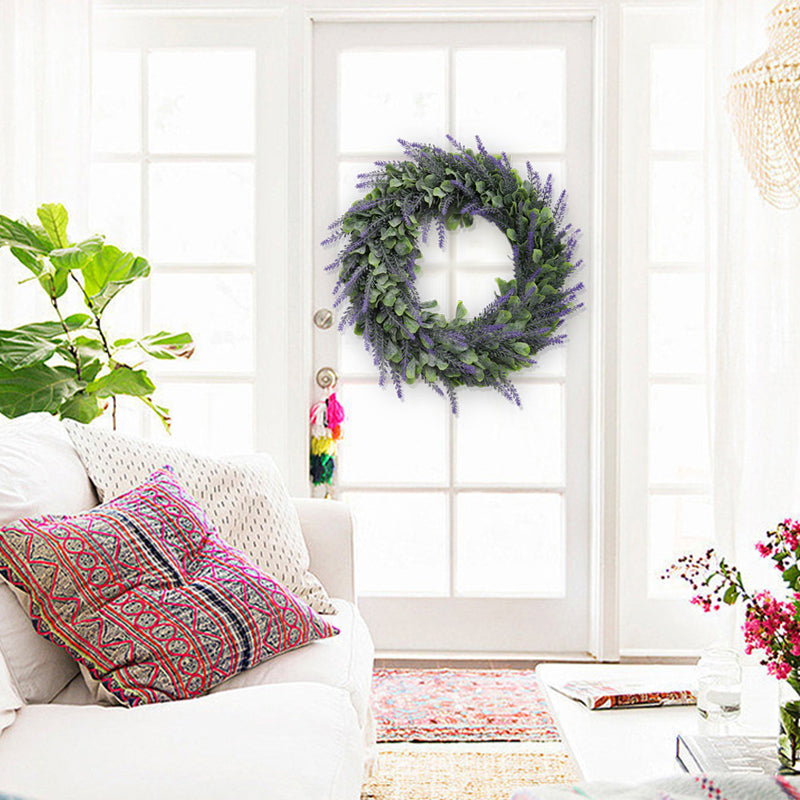 Artificial Lavender Flower Wreath Front Door Hanging Decoration