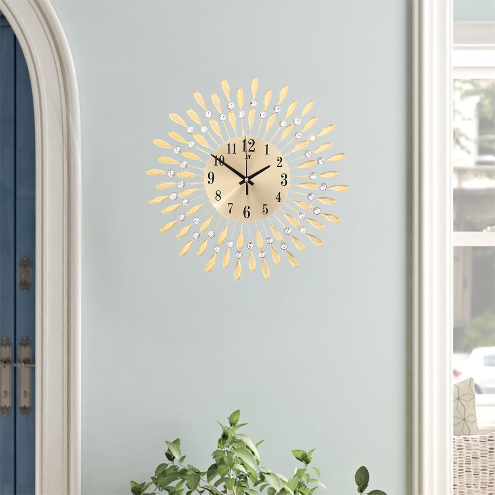 3D Silent Drop-Shape Metal Wall Clock with Crystal