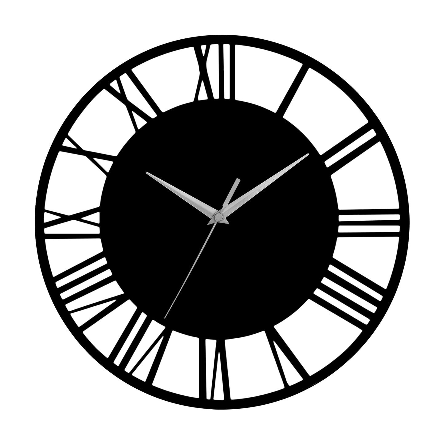 Silent Round Wood Wall Clock Decorative Roman Numeral