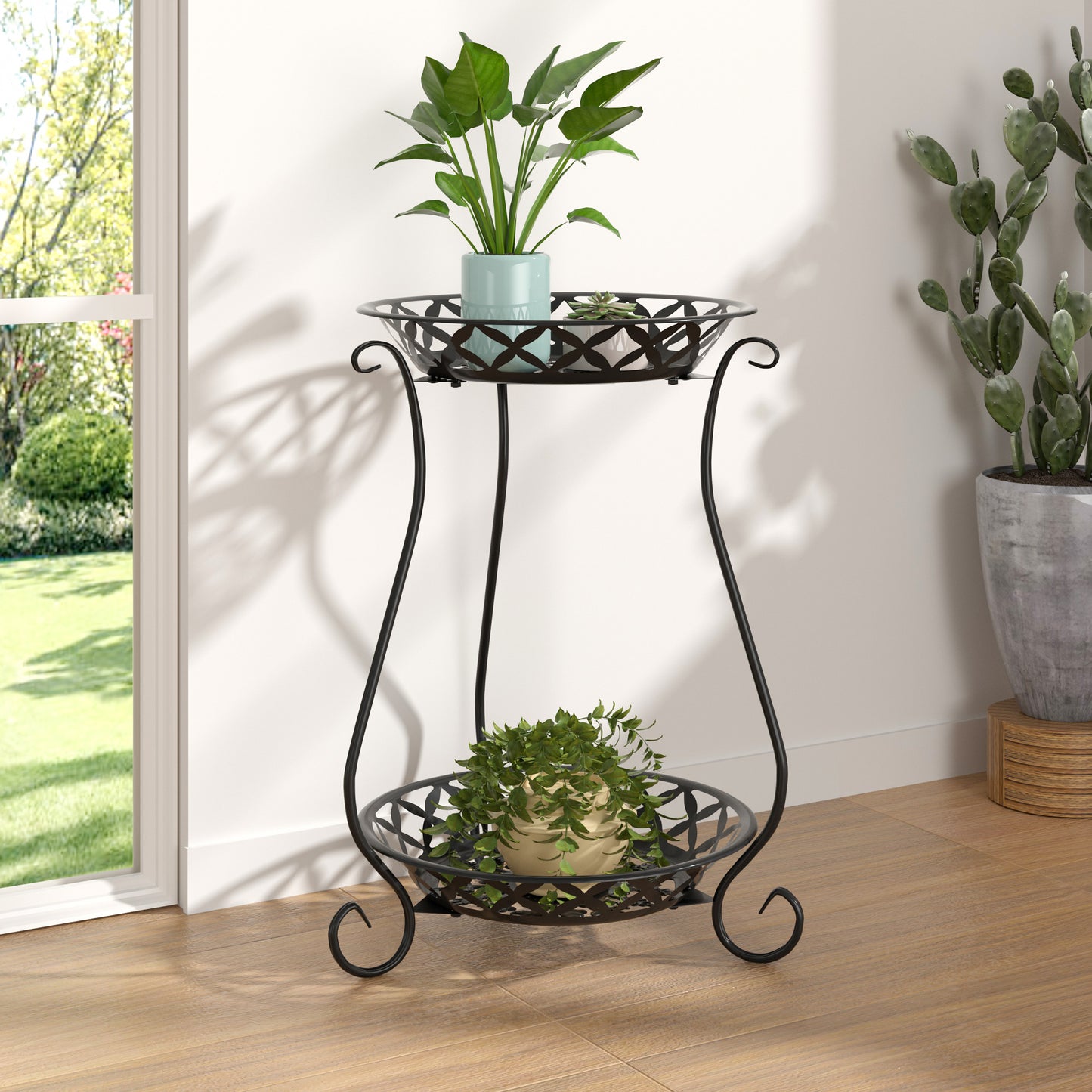 2 Tier Tall Vintage Metal Plant Stand