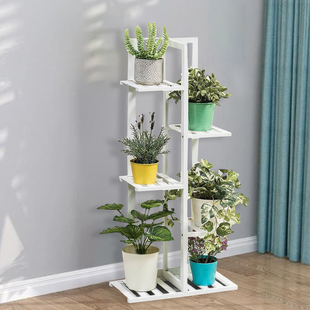 Rustic Wooden Multi-Tiered Potted Plant Stand