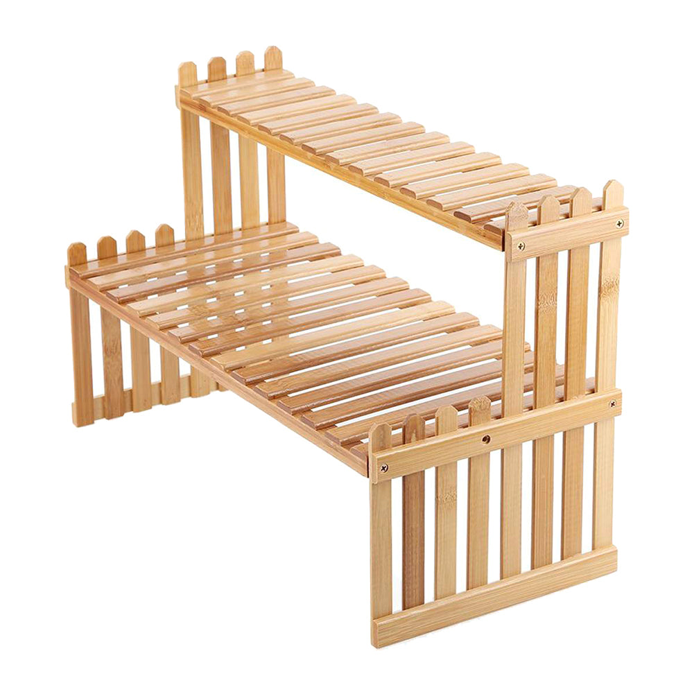 2 Tier Decorative Tabletop Wood Plant Stand Display Shelf