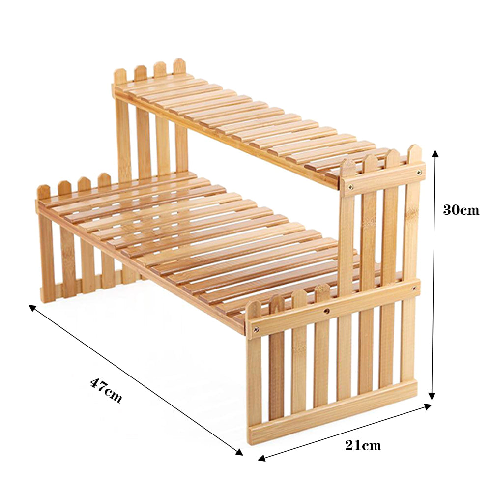 2 Tier Decorative Tabletop Wood Plant Stand Display Shelf