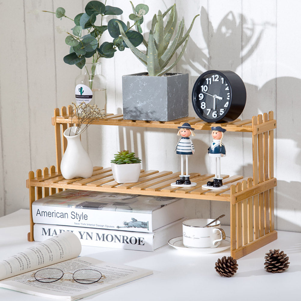 2 Tier Decorative Tabletop Wood Plant Stand Display Shelf