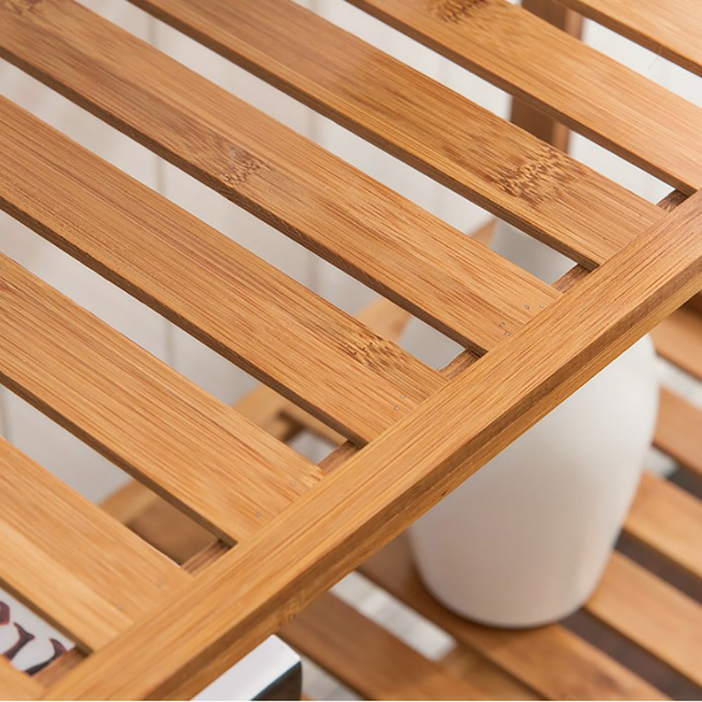 Tiered Bamboo Wood Book Storage Shelf