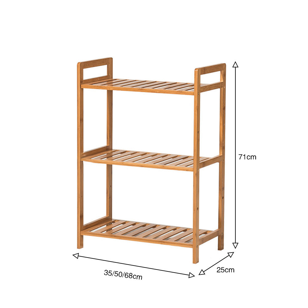 Tiered Bamboo Wood Book Storage Shelf