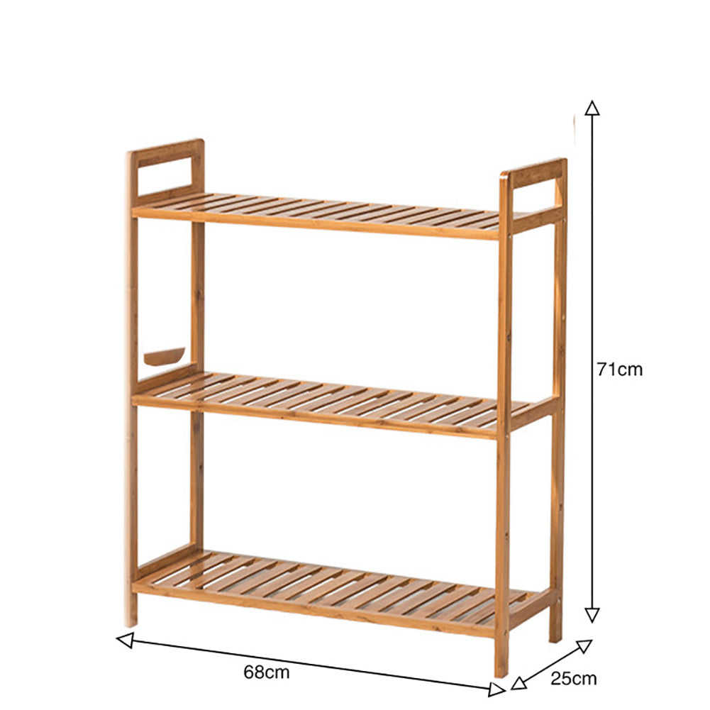 Tiered Bamboo Wood Book Storage Shelf