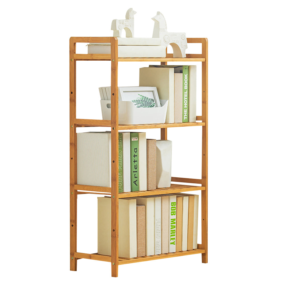 Tiered Bamboo Wood Book Storage Shelf
