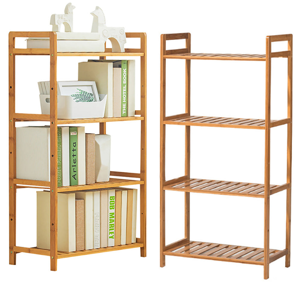 Tiered Bamboo Wood Book Storage Shelf