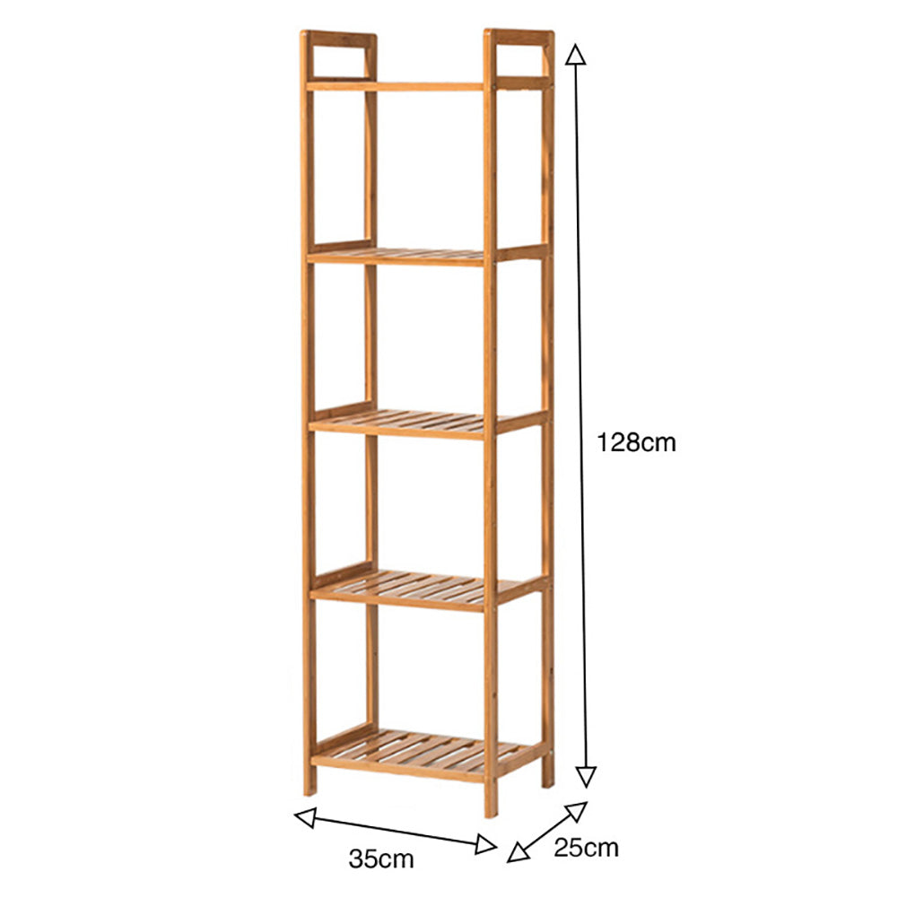 Tiered Bamboo Wood Book Storage Shelf