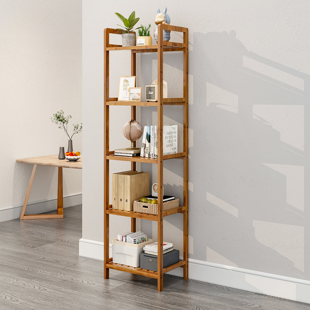 Tiered Bamboo Wood Book Storage Shelf