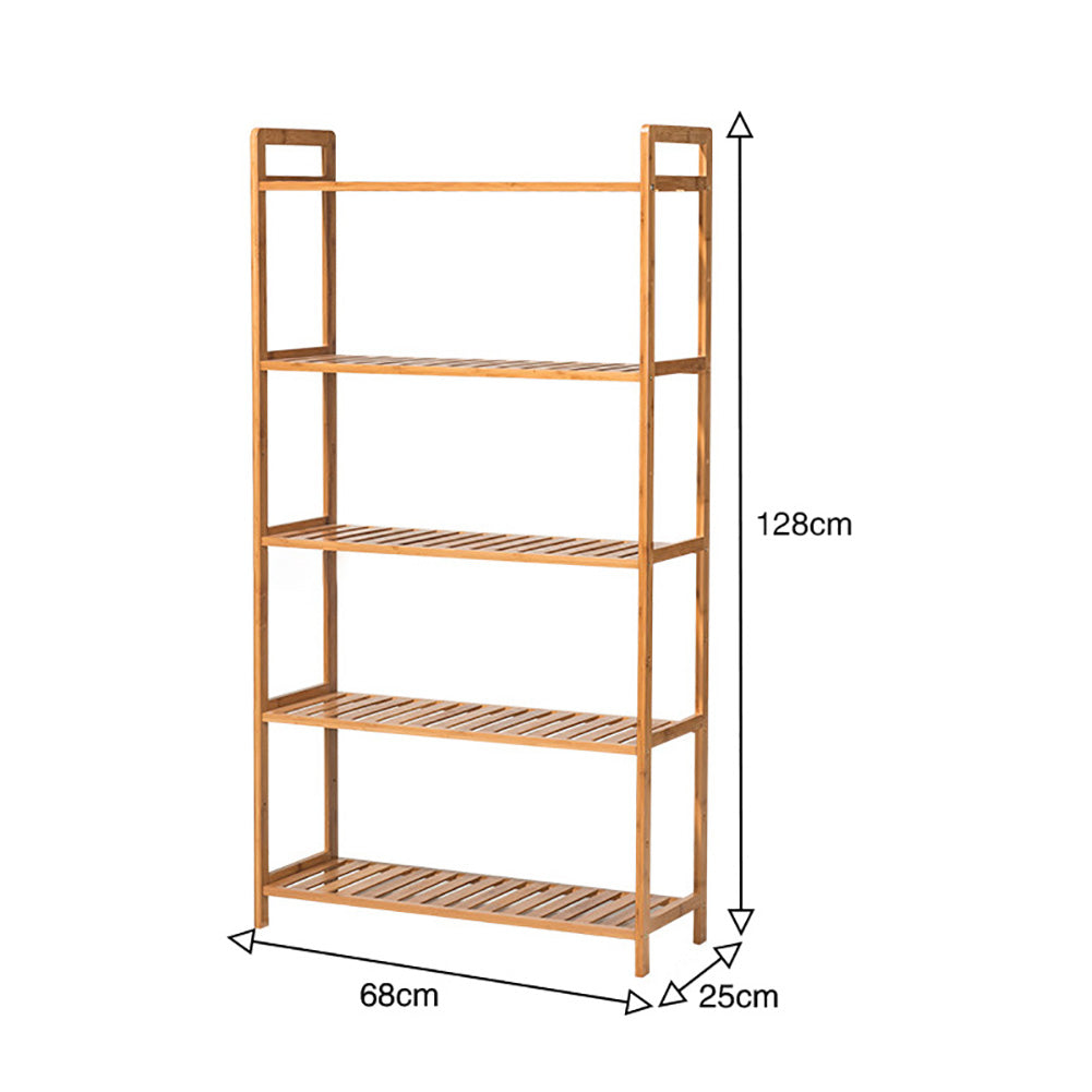 Tiered Bamboo Wood Book Storage Shelf