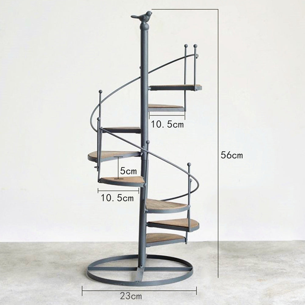 European-Style Metal Spiral Staircase Plant Display Stand
